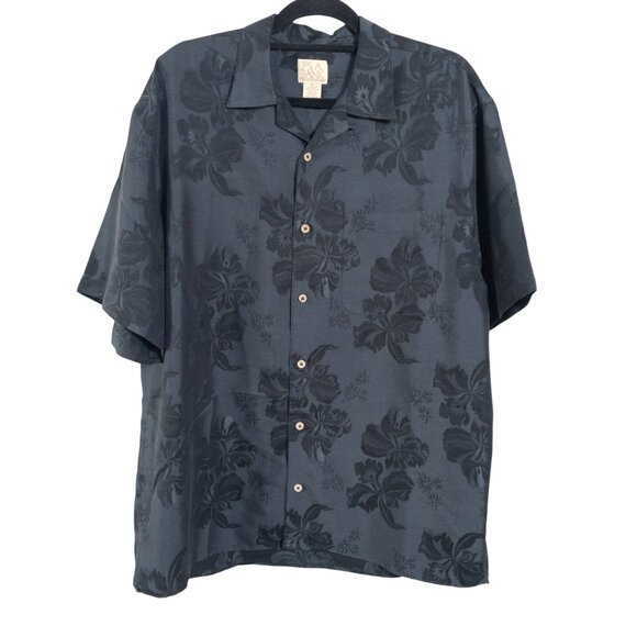 Jos A Bank Black Hawaiian Print Short Sleeve Button Down Modal Blend SZ XL - Picture 3 of 9